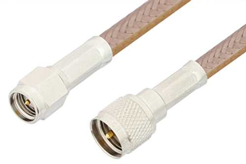 SMA Male to Mini UHF Male Cable Using RG400 Coax, RoHS