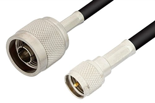 N Male to Mini UHF Male Cable 12 Inch Length Using RG58 Coax