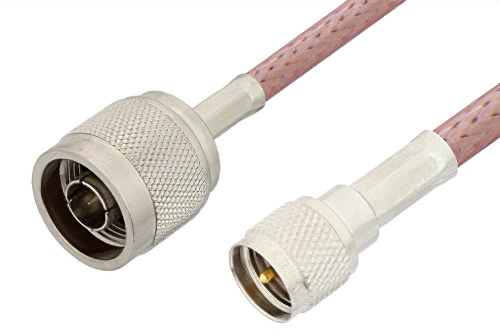 N Male to Mini UHF Male Cable 12 Inch Length Using RG142 Coax