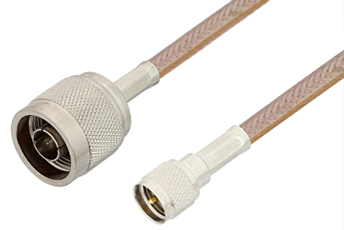 N Male to Mini UHF Male Cable 36 Inch Length Using RG400 Coax