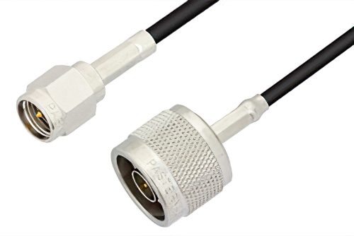SMA Male to N Male Cable 36 Inch Length Using RG174 Coax, RoHS