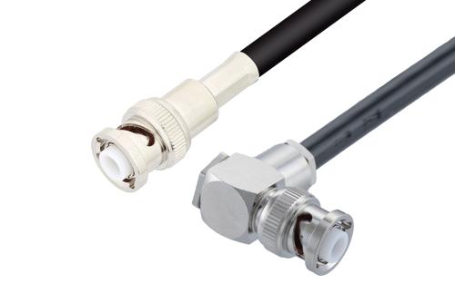 MHV Male to MHV Male Right Angle Cable Using 75 Ohm RG59 Coax