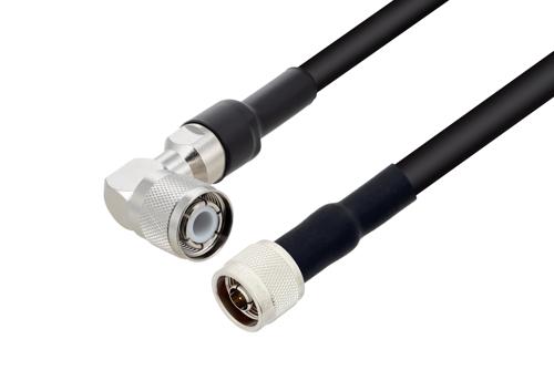 HN Male Right Angle to N Male Cable Using RG214 Coax with HeatShrink