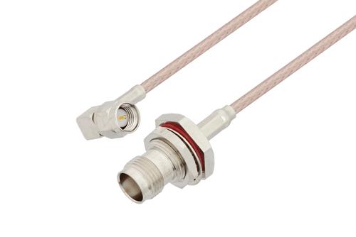 SMA Male Right Angle to TNC Female Bulkhead Cable Using RG316 Coax, LF Solder