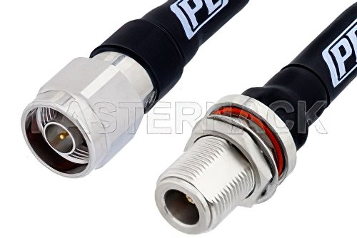 N Male to N Female Low Loss Test Cable 12 Inch Length Using PE-P300LL Coax, RoHS