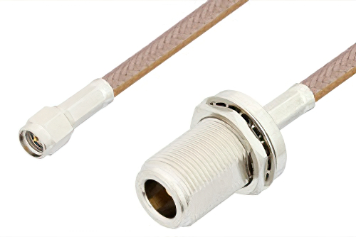 SMA Male to N Female Bulkhead Cable 60 Inch Length Using RG400 Coax