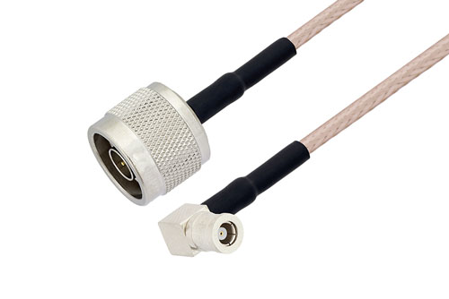 N Male to SMB Plug Right Angle Cable Using RG316 Coax with HeatShrink