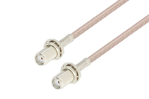 SMA Female Bulkhead to SMA Female Bulkhead Cable Using RG316 Coax, LF Solder