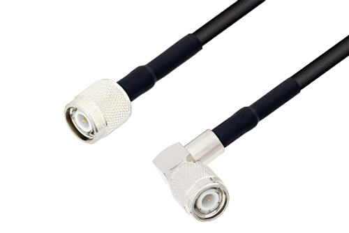 TNC Male to TNC Male Right Angle Cable 24 Inch Length Using RG58 Coax , LF Solder