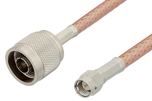 SMA Male to N Male Cable 72 Inch Length Using PE-P195 Coax