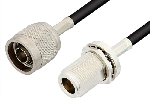 N Male to N Female Bulkhead Cable 60 Inch Length Using RG58 Coax