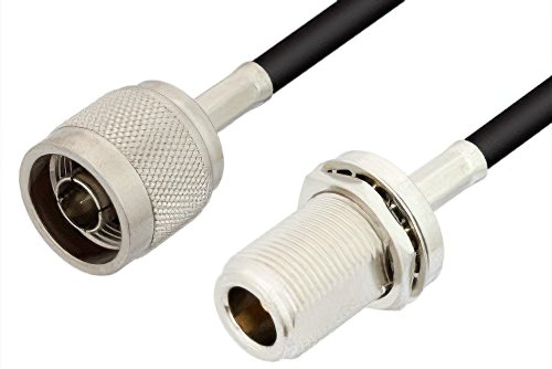 N Male to N Female Bulkhead Cable Using RG58 Coax, RoHS