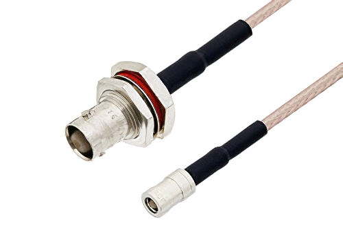 BNC Female Bulkhead to SMB Plug Cable Using RG316 Coax, LF Solder
