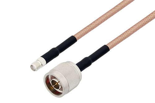 SMA Female to N Male Low Loss Cable Using PE-P195 Coax with HeatShrink