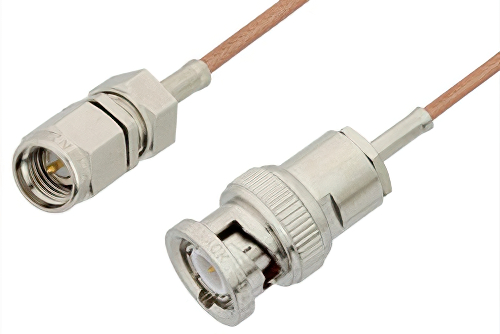 SMA Male to BNC Male Cable 60 Inch Length Using RG178 Coax, RoHS