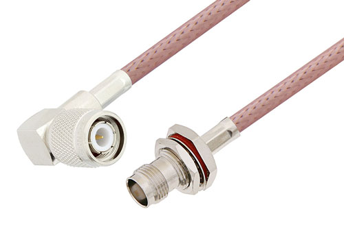 TNC Male Right Angle to TNC Female Bulkhead Cable Using RG142 Coax
