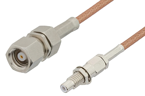 SMC Plug to SMC Jack Bulkhead Cable 12 Inch Length Using RG178 Coax