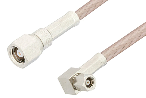 SMC Plug to SMC Plug Right Angle Cable 12 Inch Length Using RG316 Coax