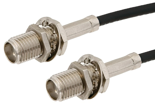 SMA Female Bulkhead to SMA Female Bulkhead Cable 48 Inch Length Using RG174 Coax