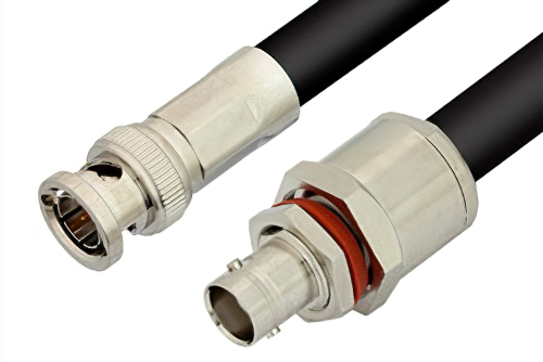 75 Ohm BNC Male to 75 Ohm BNC Female Bulkhead Cable Using 75 Ohm RG216 Coax