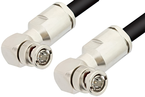 75 Ohm BNC Male Right Angle to 75 Ohm BNC Male Right Angle Cable Using 75 Ohm RG6 Coax, RoHS