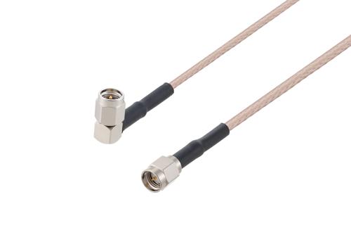 SMA Male Right Angle to SMA Male Cable Using RG316-DS Coax with HeatShrink