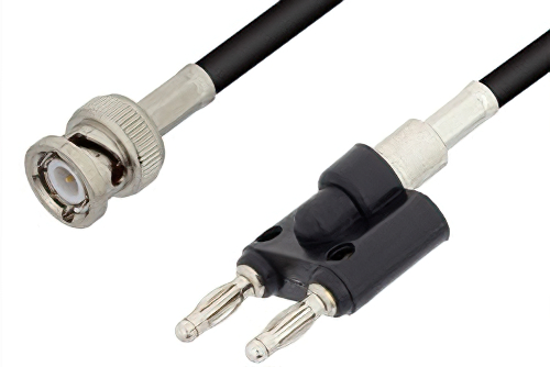 BNC Male to Banana Plug Cable 12 Inch Length Using RG223 Coax