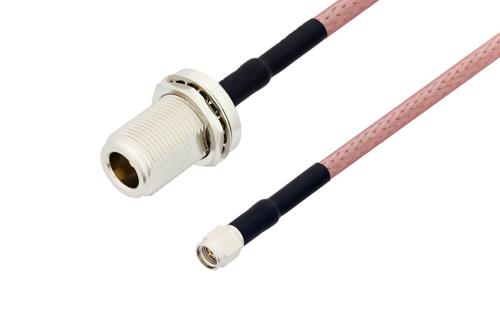 N Female Bulkhead to SMA Male Cable Using RG142 Coax with HeatShrink