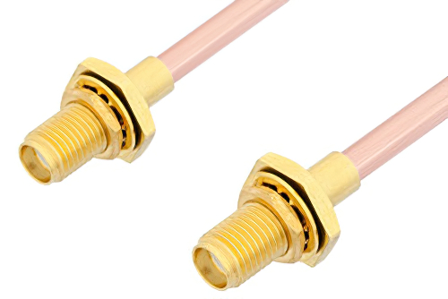 SMA Female Bulkhead to SMA Female Bulkhead Cable 60 Inch Length Using RG402 Coax