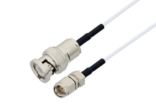 BNC Male to SMA Male Cable Using RG196 Coax with HeatShrink, LF Solder