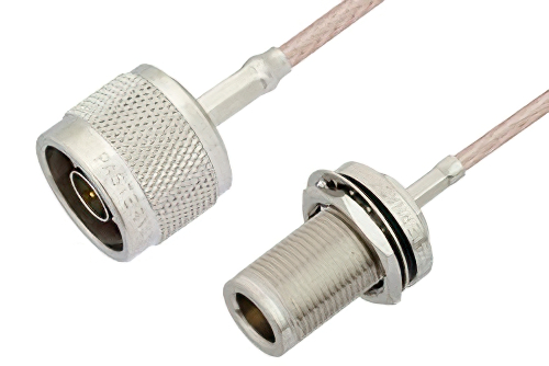 N Male to N Female Bulkhead Cable 24 Inch Length Using RG316 Coax