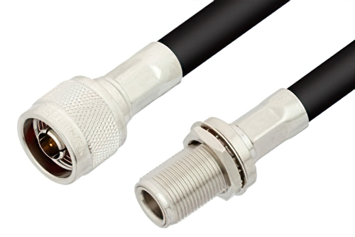 N Male to N Female Bulkhead Cable 60 Inch Length Using RG213 Coax