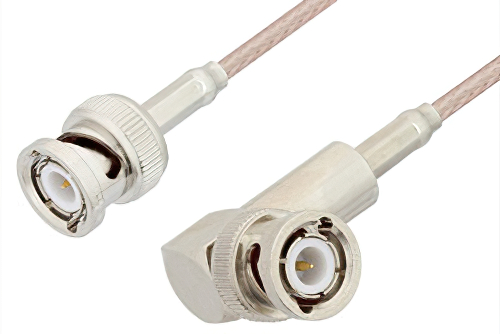 BNC Male to BNC Male Right Angle Cable Using RG316-DS Coax, LF Solder, RoHS