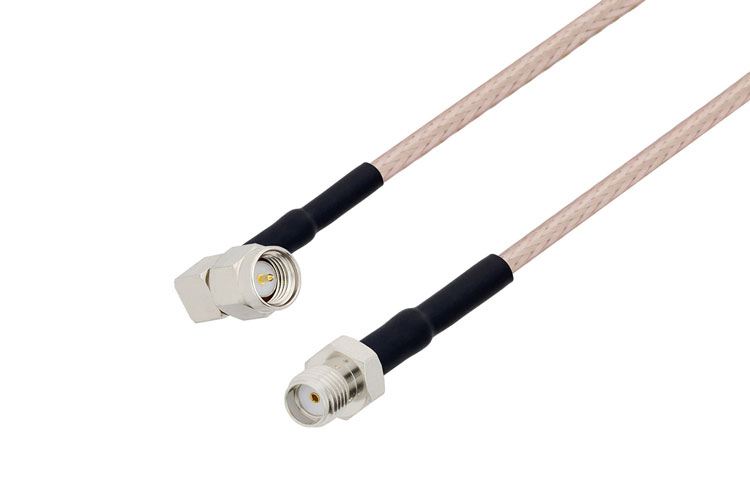 SMA Male Right Angle to SMA Female Cable 36 Inch Length Using RG316-DS Coax with HeatShrink