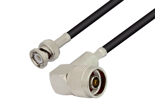 N Male Right Angle to BNC Male Cable Using RG223 Coax , LF Solder