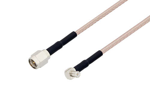 SMA Male to MCX Plug Right Angle Cable Using RG316 Coax with HeatShrink