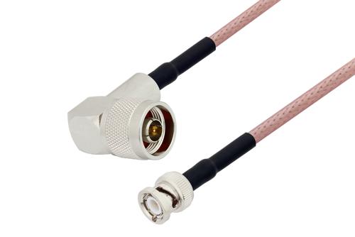 N Male Right Angle to BNC Male Cable Using RG142 Coax with HeatShrink