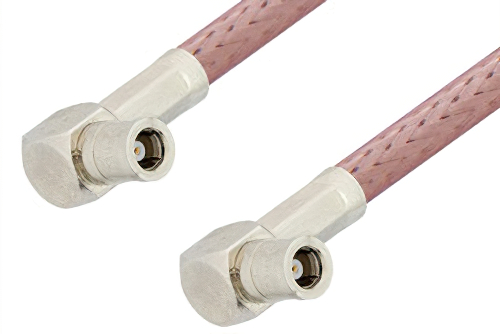 SMB Plug Right Angle to SMB Plug Right Angle Cable 48 Inch Length Using RG142 Coax