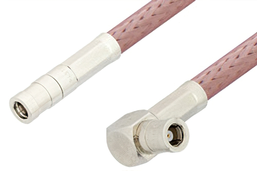 SMB Plug to SMB Plug Right Angle Cable 36 Inch Length Using RG142 Coax