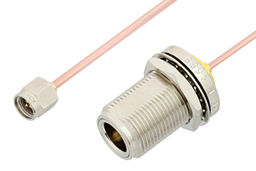 SMA Male to N Female Bulkhead Cable 36 Inch Length Using RG405 Coax