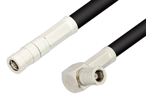 SMB Plug to SMB Plug Right Angle Cable 24 Inch Length Using RG223 Coax