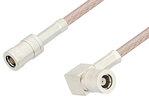 SMB Plug to SMB Plug Right Angle Cable 36 Inch Length Using RG316 Coax, RoHS