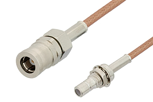 SMB Plug to SMB Jack Bulkhead Cable 48 Inch Length Using RG178 Coax, RoHS