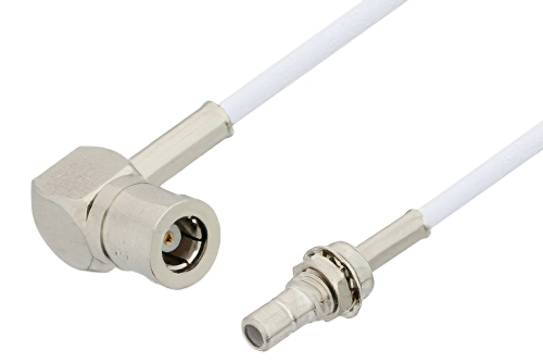 SMB Plug Right Angle to SMB Jack Bulkhead Cable 12 Inch Length Using RG196 Coax