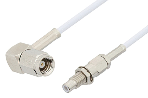SMC Plug Right Angle to SMC Jack Bulkhead Cable Using RG196 Coax