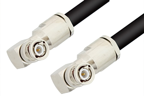 BNC Male Right Angle to BNC Male Right Angle Cable 72 Inch Length Using RG214 Coax, RoHS