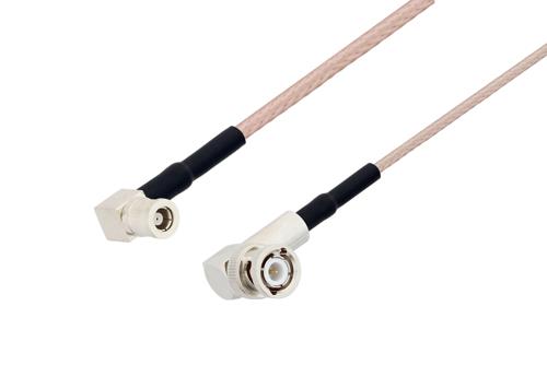 SMB Plug Right Angle to BNC Male Right Angle Cable Using RG316 Coax with HeatShrink, LF Solder