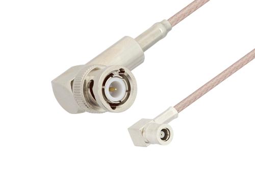 SMB Plug Right Angle to BNC Male Right Angle Cable Using RG316 Coax, LF Solder, RoHS