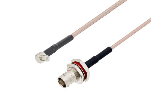 MCX Plug Right Angle to BNC Female Bulkhead Cable Using RG316 Coax with HeatShrink