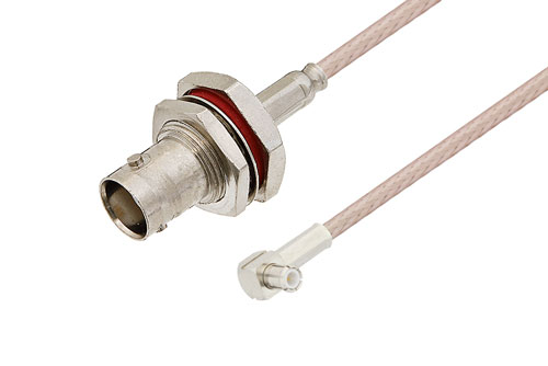 MCX Plug Right Angle to BNC Female Bulkhead Cable Using RG316 Coax